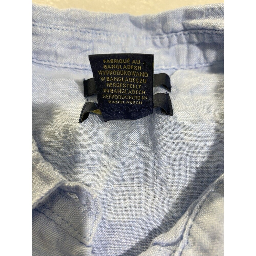 Rachel Rachel Roy Womens L 100% Linen Button Down Light Blue Short Sleeve Beach - Picture 6 of 8